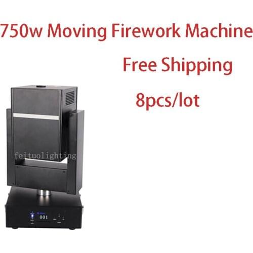 Free Shipping 8pcs Jet 5M Wireless Remote Control 750w Moving Cold Firework Machine Mobile Rotation Stage Wedding Spark Machine
