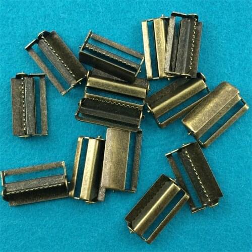 100pcs 2.5cm Suspenders strap accessories metal bronze adjust buckle Regulate clamp blet