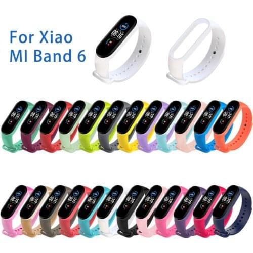 For Mi Band 6 Strap Silicone Wrist Strap Colorful Smart Watch For Xiaomi Bracelet 6 Wristbands Replacement TPU Solid Strap