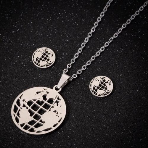 Hfarich Stainless Steel Sets Vintage World Map Earth Earrings for Women Men Girls Fashion Ear Studs For Christmas Jewelry Gift