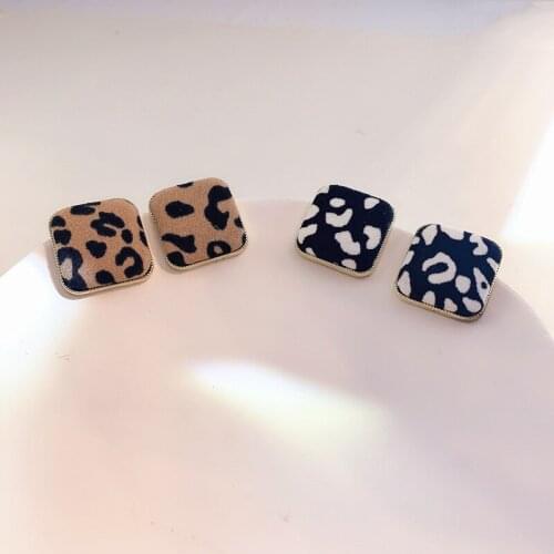 Stud Earrings for Women Simple Square Leopard Pattern Earrings Fashion Simple Geometric Earrings Jewelry Accessories Wholesale