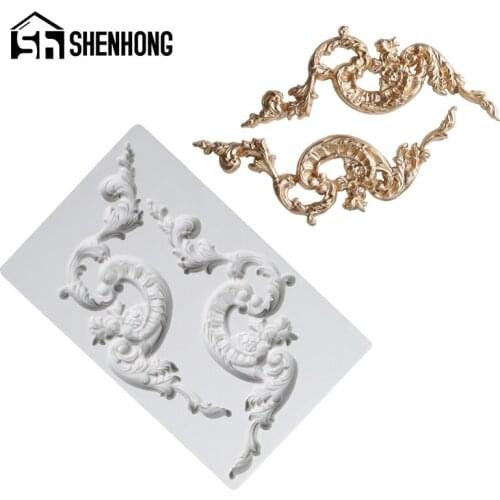 SHENHONG Relief Fondant Cake Decorating Tool Silicone Mold Wedding Sugarcraft Pastry Mould European Embossed Baking Tray