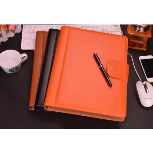 A4 hasp lock PU business manager document bag a4 leather file folder organizer padfolio with ring binder calculaator 642A