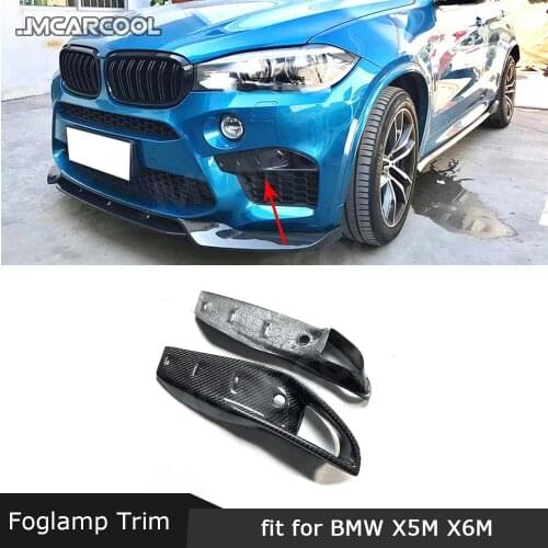 Dry Carbon Fiber Front Foglamp Trim Eyelids Air Vent Grill Frame Covers For BMW X5M F85 X6M F86 2015 -2019 Car Styling