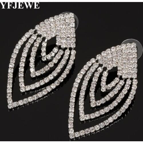 YFJEWE Fashion Crystal Women Dangle Earrings Jewelry Party Gift Silver Plated Bridal Wedding Long Earrings Wholesale E486