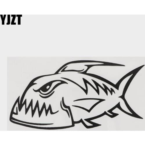 YJZT 15.8CM×8CM Amusing Fierce Toothed Piranha Vinyl Car Sticker Decal 18A-0181