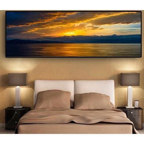 Sunsets Natural Sea Beach Landscape Posters and Prints Canvas Painting Panorama Scandinavian Wall Art Picture for Bedding Room