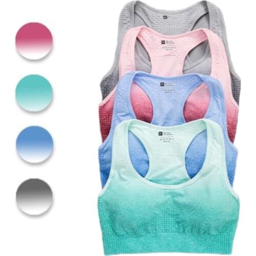 4 Colors Ombre Energy Seamless Sports Bra for Women Push Up Yoga Bra Gym Crop Top Racerback Workout Bra Fitness Tops Active Wear