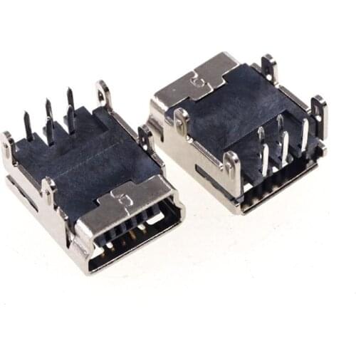 1000Pcs MINI USB 5Pin B Type Female DIP Right Angle LCP Mateial With Cu Case