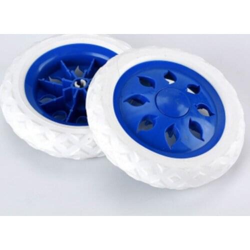 2pcs Shopping Cart Wheels Trolley Caster Replacement 6.5 Inch Dia Rubber Foaming Light Blue Red Blue