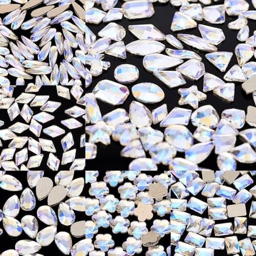 20pcs Moonlight glue on Shaped Drill glass Stones flatback crystal high quality Rhinestones Nail Art Decoration Nails Charms