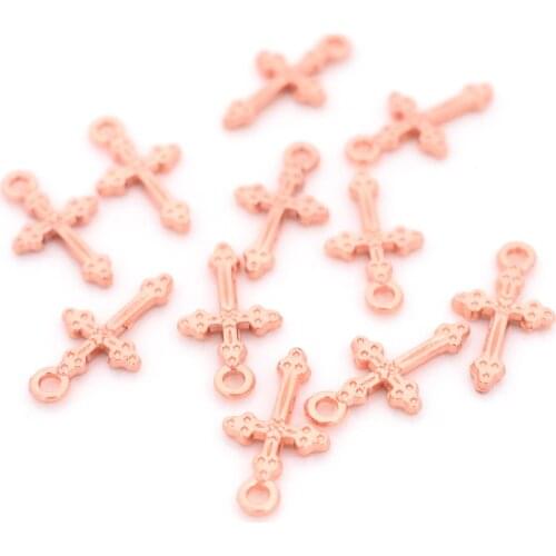 30pcs 21x11x2mm Rose Gold Color Plated Alloy Crosses Charms Pendant For Making Handmade Bracelet Necklace,Jewelry Accessories