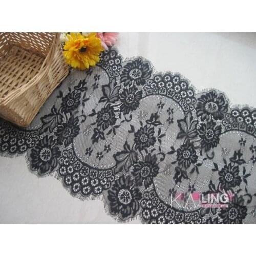 6 meters /lot Eyelashes lace trim White and black lace fabric handmade diy clothes accessories 35cm wide