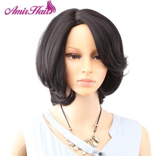 Amir Hair Wig Natural Black and Brown Blonde Straight Hair Short Wig For Women Afro Synthetic Bob Wigs For Female 2 styles for