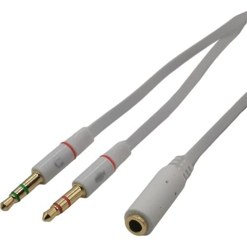 Audio Splitter Headphone Adapter 3.5mm AUX Cable for Computer 1 Female to 2 Male Mic Y Splitter Headset to PC Adapter