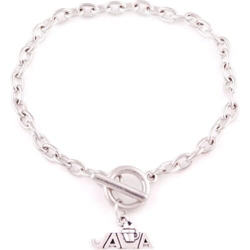 Bracelets For Women And Men JAVA Letters And Cup Shape Bangle Cute Fashion Design Zinc Alloy Antique Silver Dropshipping