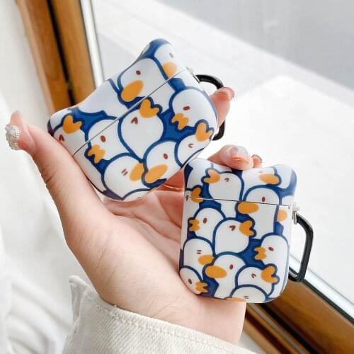 For Airpods Pro Case 3D Cartoon Duck Cute Soft Silicone Earphone Cases For Apple Air Pods 2 / 1 / 3 Headphone Cover with Keyring