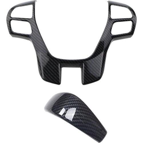 For Ford Ranger Everest Endeavor 2015+ Carbon Fiber Steering Wheel & Gear Shift Cover Trim Frame Decorator Accessories
