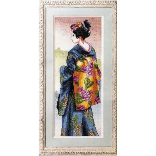 Colorfully fabric Counted Cross Stitch Kit Japanese Geisha Woman Beauty Lady Girl Princess of Asia Royal Paris