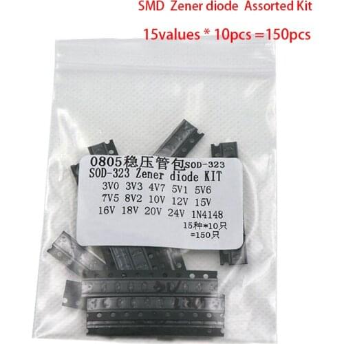 SOD-323 0805 0.25W SMD Zener diode Assorted Kit 15values * 10pcs =150pcs