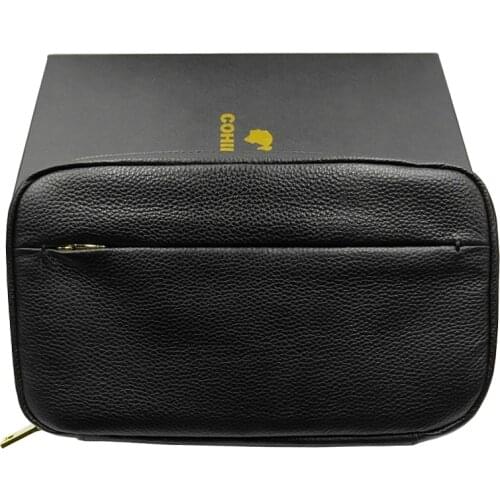 COHIBA Genuine Leather Travel Cigar Cigarette Case Portable Humidor Bag Fit 4 COHIBA Cigars Tobacco Smoking Tool With Gift Box