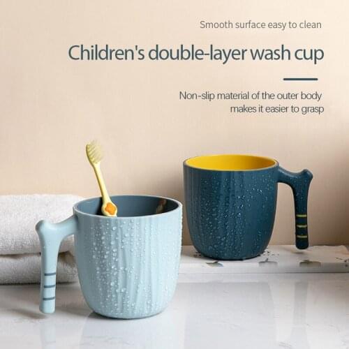 Double Layer Bathroom Mouthwash Cup Nordic Style Plastic Portable Washing Cup With Handle Toothbrush Holder Water Cup