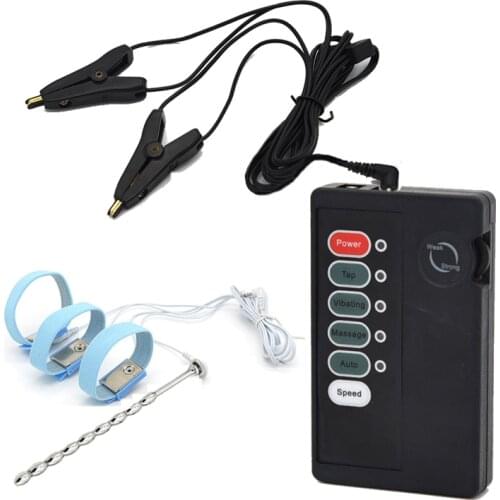 Electro Shock Penis Plug Penis Ring Cock Rings Massage Nipple Clamps Medical Themed Toys For Men Electric Shock Sex Products