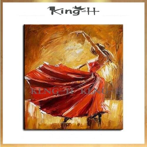 Figura arte español Flamenco baile pintura al óleo sobre lienzo Flamenco bailarina pintura decorativa para sala de estar 100% pi