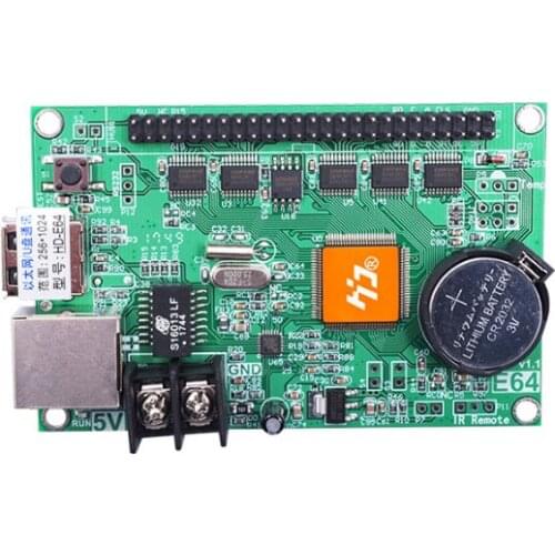HD-E64 Ethernet Port + single Color U Disk And Dual Color LED Display Driver Card Supports 1024 * 256 Pixels