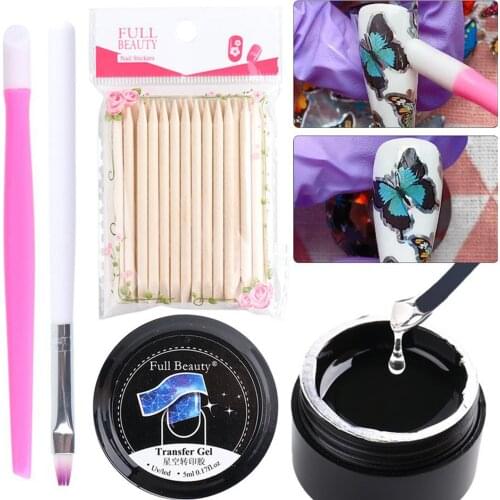 Nail Foil Transfer Gel Varnishes Nail Art Varnish Adhesive Glue Foil Gel Kit