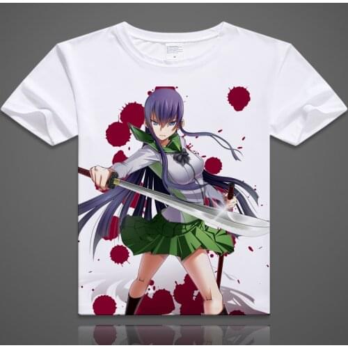 High School Of the Dead T-shirts Takashi Komuro Cosplay Printed T Shirt Miyamoto Rei Short Sleeve Tees Busujima Saeko Tops