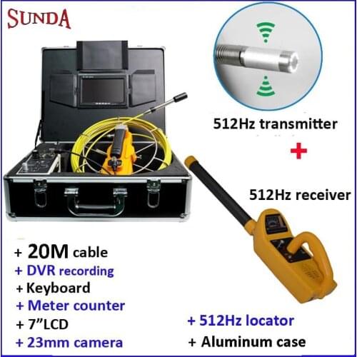 Pipe inspection camera with 512hz locator DVR video recording and keyboard typing,meter counter 20meter cable waterproof