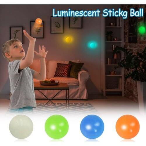 45/65mm Sticky Wall Ball Stress Relief Ceiling Balls Tossing Squash Ball Soft TPR Kids Decompression Toy Luminous Target Ball