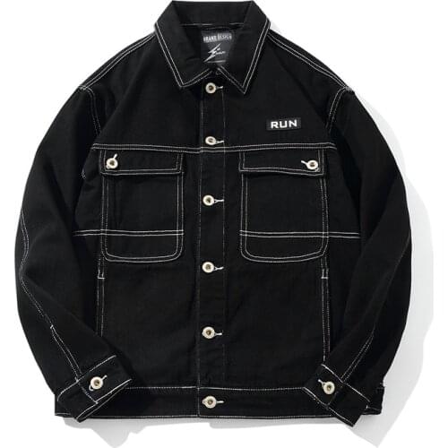 Mcikkny Men Cargo Casual Denim Jackets Black Washed Outwear Coats For Male Size M-3XL