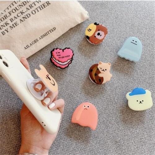 Korean Cartoon Bear Expanding Stand Grip Mount Phone Socket Fold Mobile Smartphones Pocket Desktop Bracket Phone Holder Stand