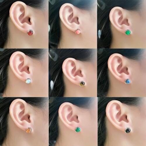 Minimalist Fashion Korean Earrings Colorful Crystal Agate Natural Stone Earrings for Women Bohemian Stainless Steel Jewelry Gift