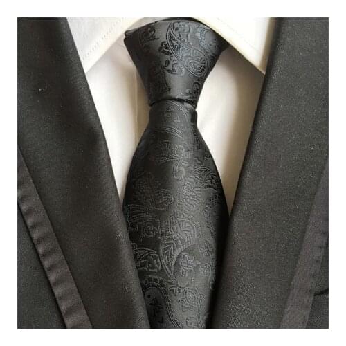 Fashion Stylish Design Necktie 8cm Classic Formal Black Paisley Woven Tie High Quality Hot Gentlemen Groom Best man tie
