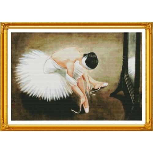 DIY counting cross stitch needlework embroidery set cross stitch Kits 14CT white 11CT printing pattern ballet girl home decor