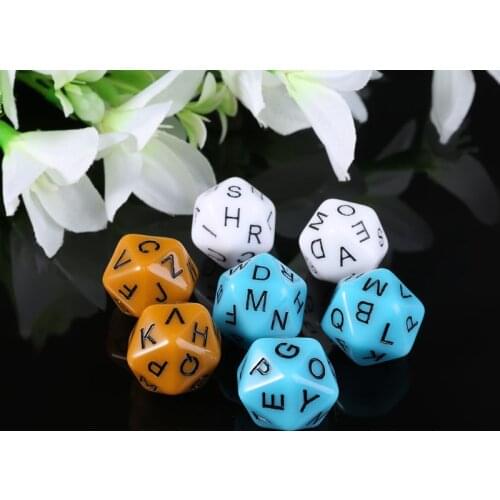 2021 New 7pcs/set 20-Sided D20 English Alphabet Letters Dials Board Game Accessories For Kids Educational Toys