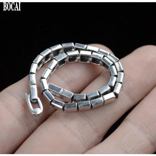 BOCAI New real S925 Pure silver fashionable and simple design woman bracelet temperament literary retro bracelet