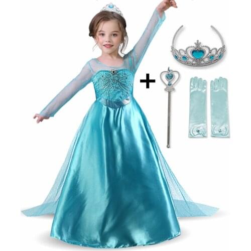 New Dress Long Sleeve Girl Princess Costume Snow Party Dress Girls Clothes Vestidos Infantil disfraz princesa