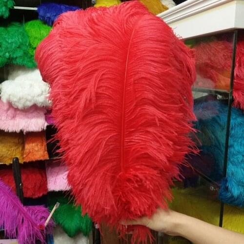 Wholesale 10 pcs Pretty 24-26inches/60-65cm Red "thick stem" male ostrich feathers Wedding Birthday Christmas Decoration