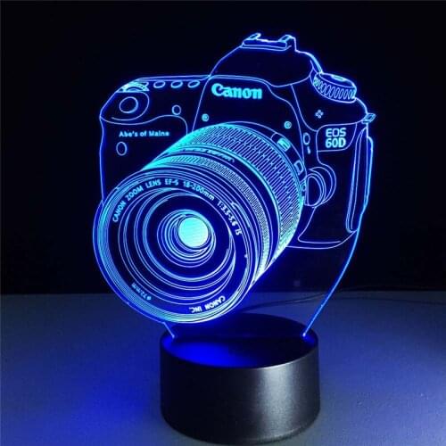 Original Camera Action Figure Touch Optical Illusion Table Lamp Home Decoration Model 7 Colors 3D LED Night Light