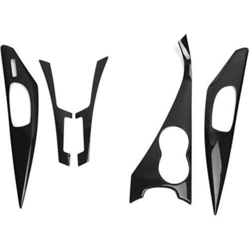 5pcs Carbon Fiber Q60 Interior Parts Panel Air Vent Gear Shift Board Cover Door Handle Trim for Infiniti Q60 2016 LHD