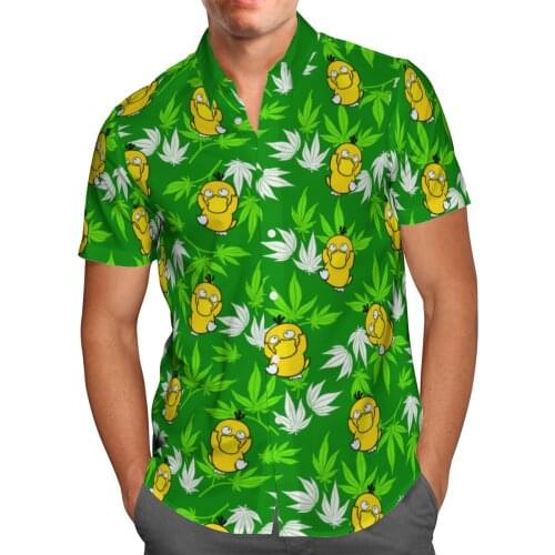 Green Weeds Anime 3D Beach Hawaiian 2021 Summer Shirt Short Sleeve Shirt Streetwear Oversized 5XL Camisa Social Chemise Homme