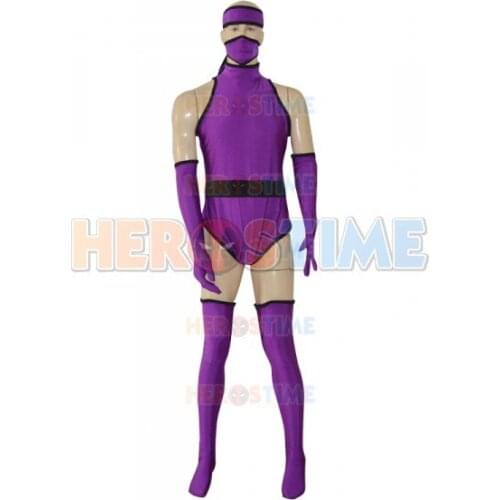 Custom Pruple Superhero Cosplay Costume Spandex Zentai Bodysuit for Halloween Party Hot Sale