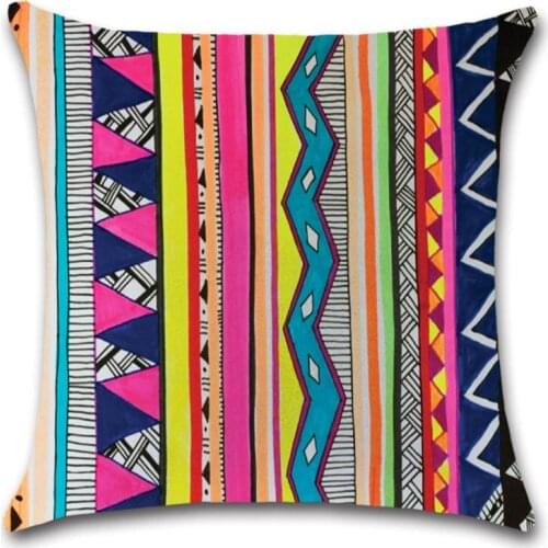 Colorful Geometric Print White Cushion Cover Decorative Home sofa chair car seat friend bedroom Kids gift pillowcase