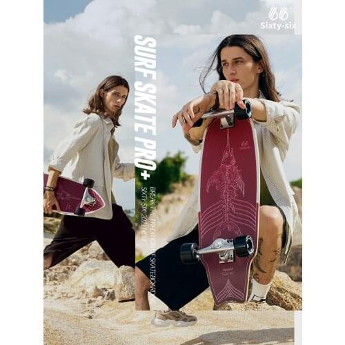 Sixty-six66 Surf Skate New Land Surfboard 30/32/34 Inch Snowboard Waterproof Fiberglass Bamboo Deck Carving Pumping Skateboard