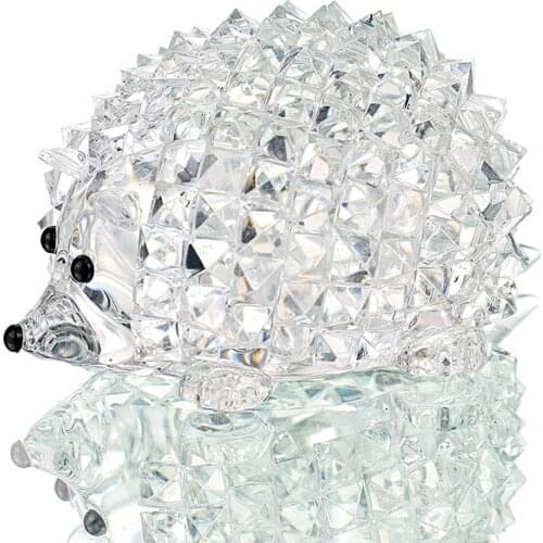H&D Glass Cut Clear Crystal Hedgehog Animal Figurine Collection Gift Glass Home Table Centerpiece Ornament Wedding Favors