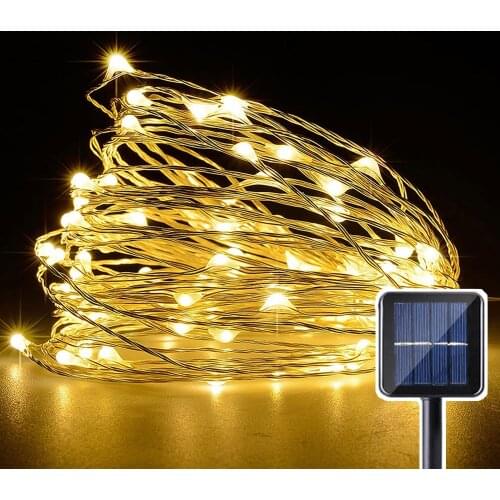 LED Solar Lamp String Lights 8 Modes 100/200/300LEDs Fairy Holiday Christmas Party Garden Waterproof Garland Decor 12/22/32M